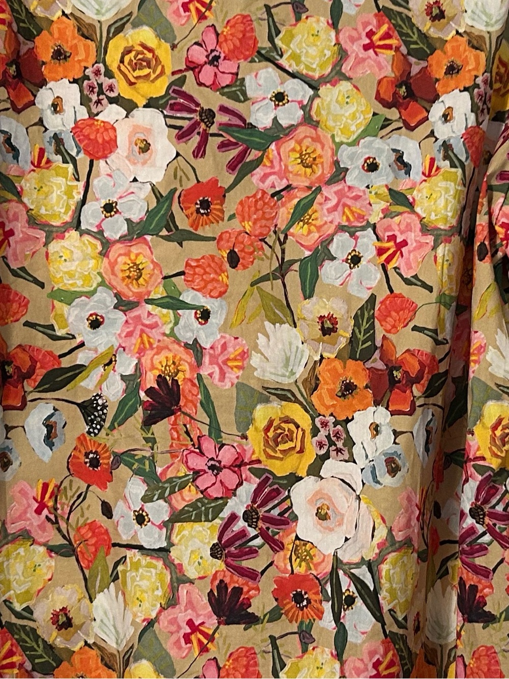 Ivy City Co Floral Button-Up Blouse in Tan, Pink, Orange & Yellow - Picture 4 of 4
